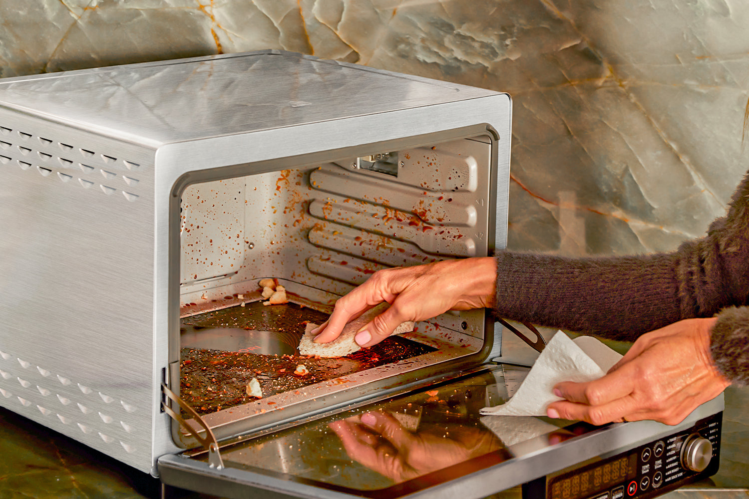 Cosori air fryer oven interior cleaning process