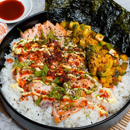  - Spicy Salmon & Rice Bowls with Sesame Cucumbers