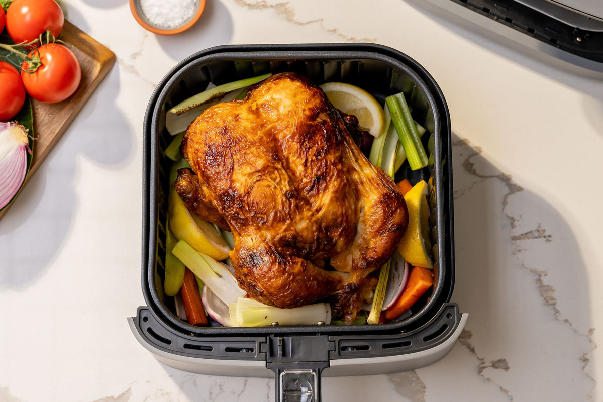 grilled whole chicken in air fryer basket