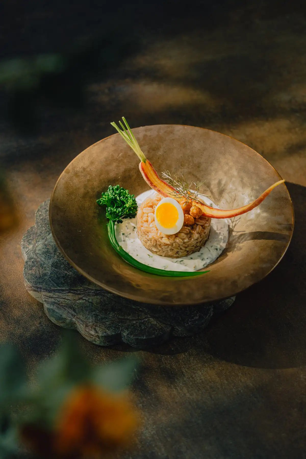 Farro With Carrots, Broccolini & Herby Yogurt Sauce