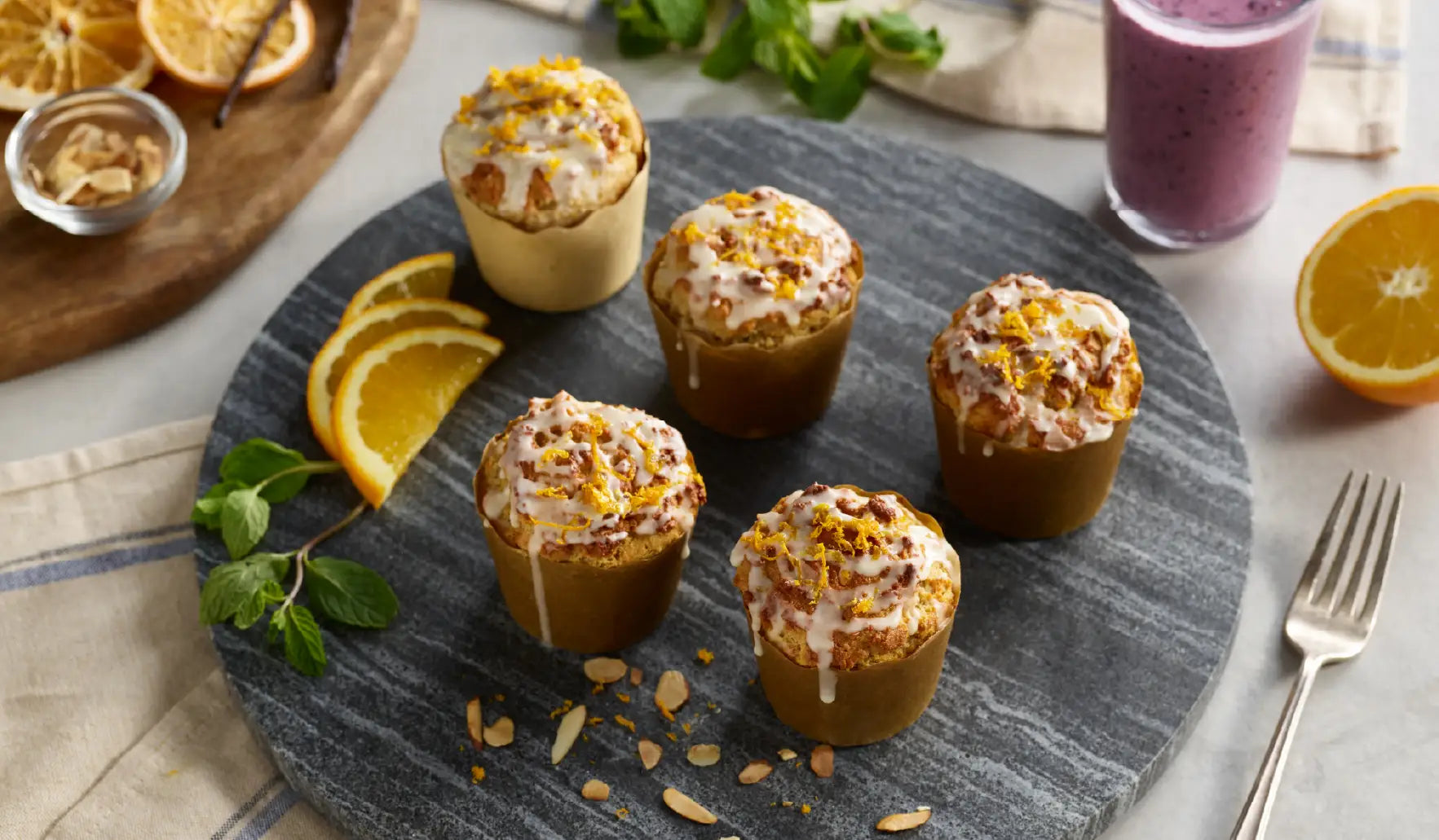 Orange Vanilla Almond Muffins