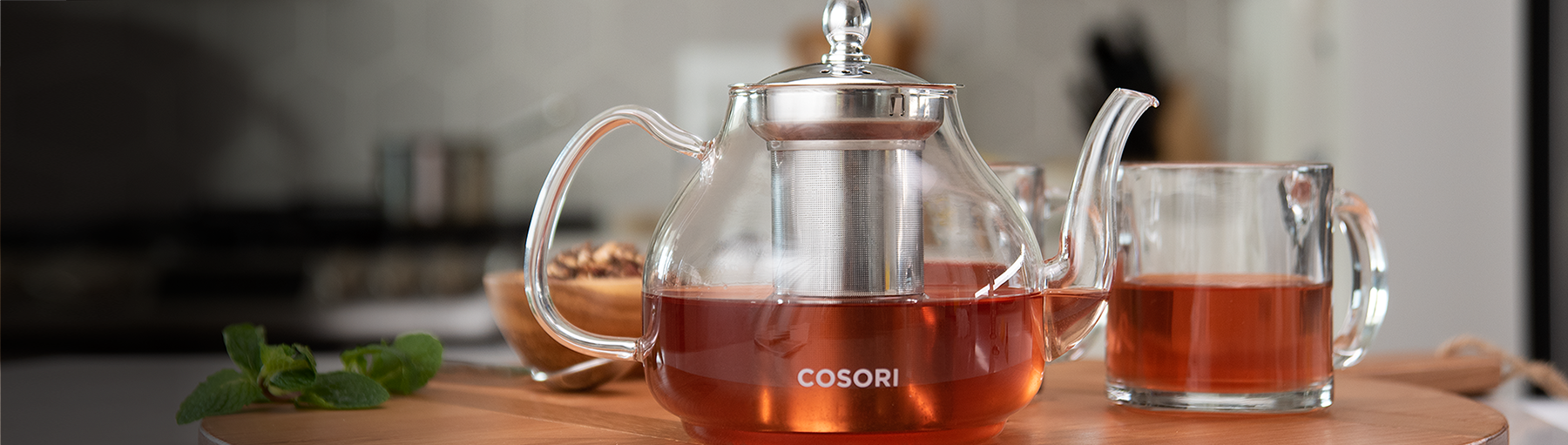 COSORI Glass Teapot with Removable Stainless Steel Infuser, 1000