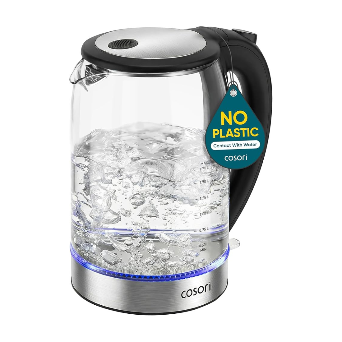 COSORIガラス電気ポット Electric Glass Tea Kettle 1.7L (Blue LED) – COSORI