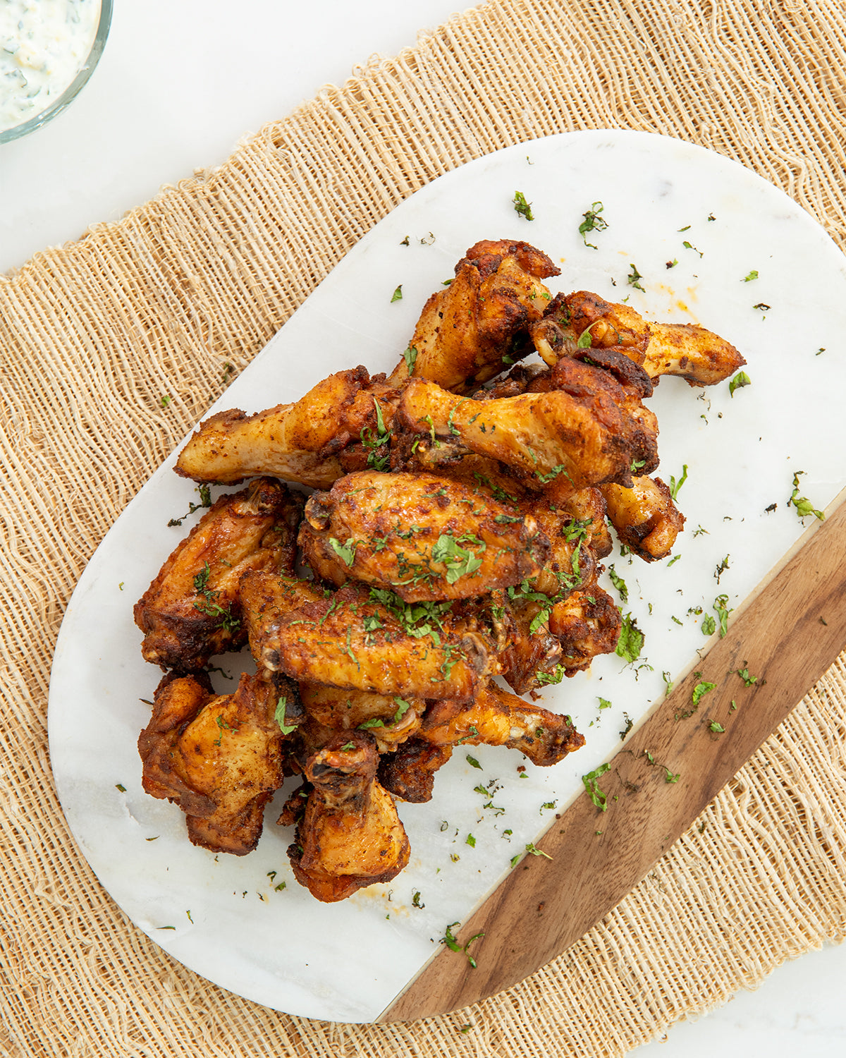 Chili Cumin Wings with Mango Raita