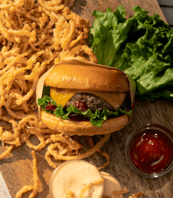 BBQ Burgers With Onion Straws