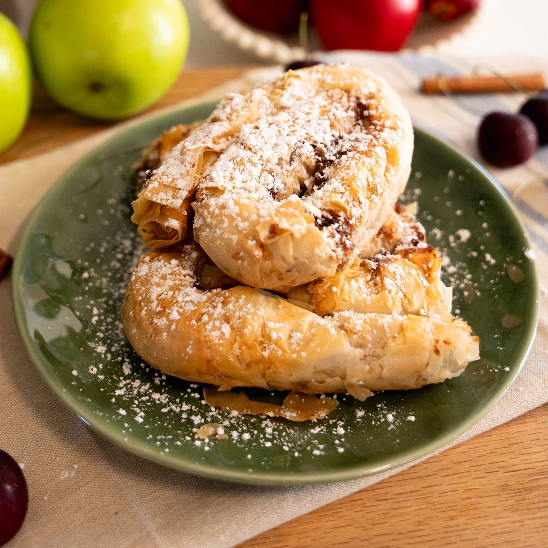 Cinnamon Apple Cherry Phyllo Spirals