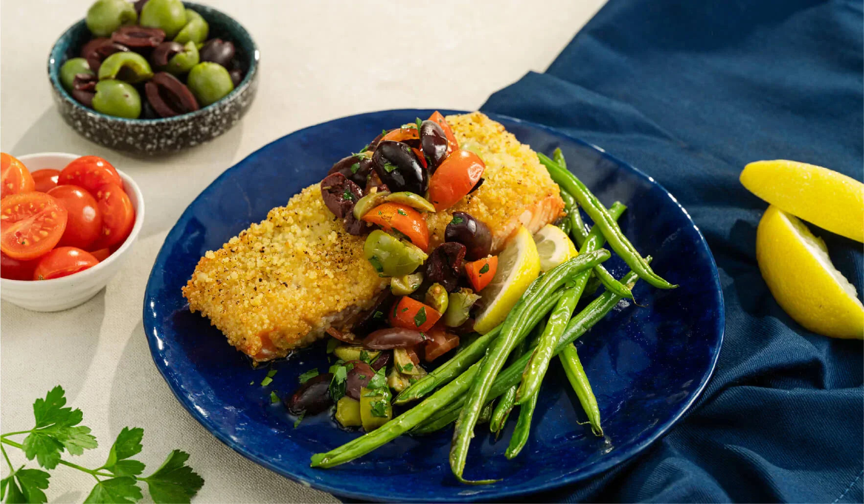 Couscous-Crusted Salmon With Green Beans