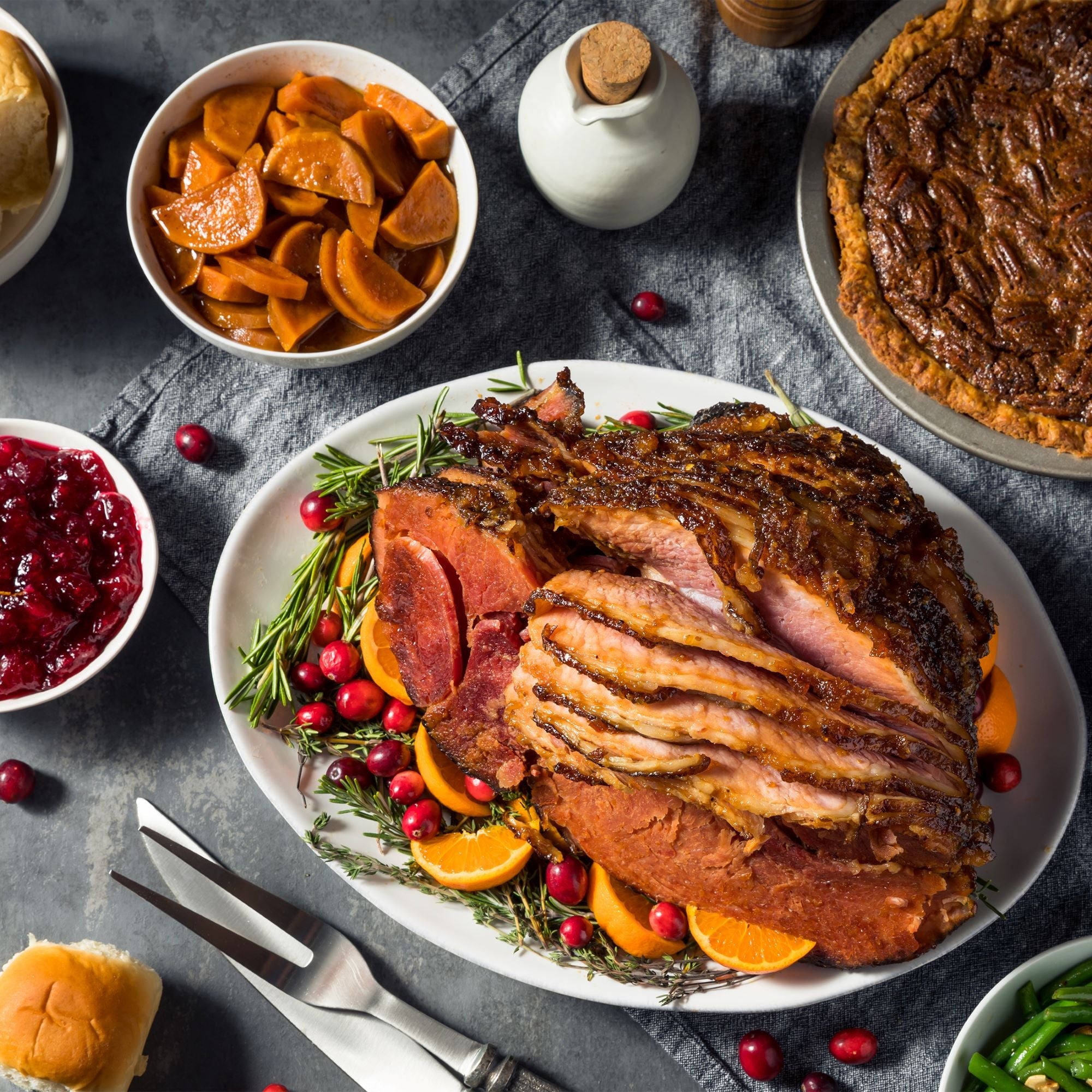 Cranberry-Orange Bourbon Glazed Ham