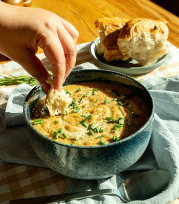 Creamy Roasted Leek and Potato Soup with Lentils