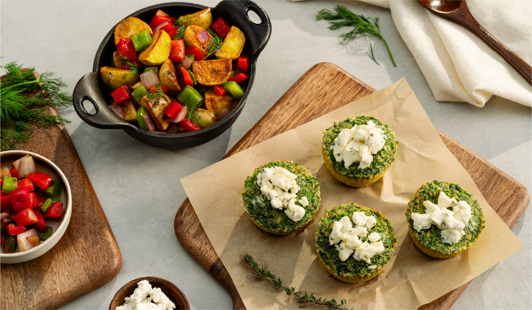 Goat Cheese Egg Bites With Breakfast Potatoes