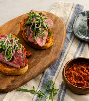 Open-Faced Steak Sandwich With Red Pesto