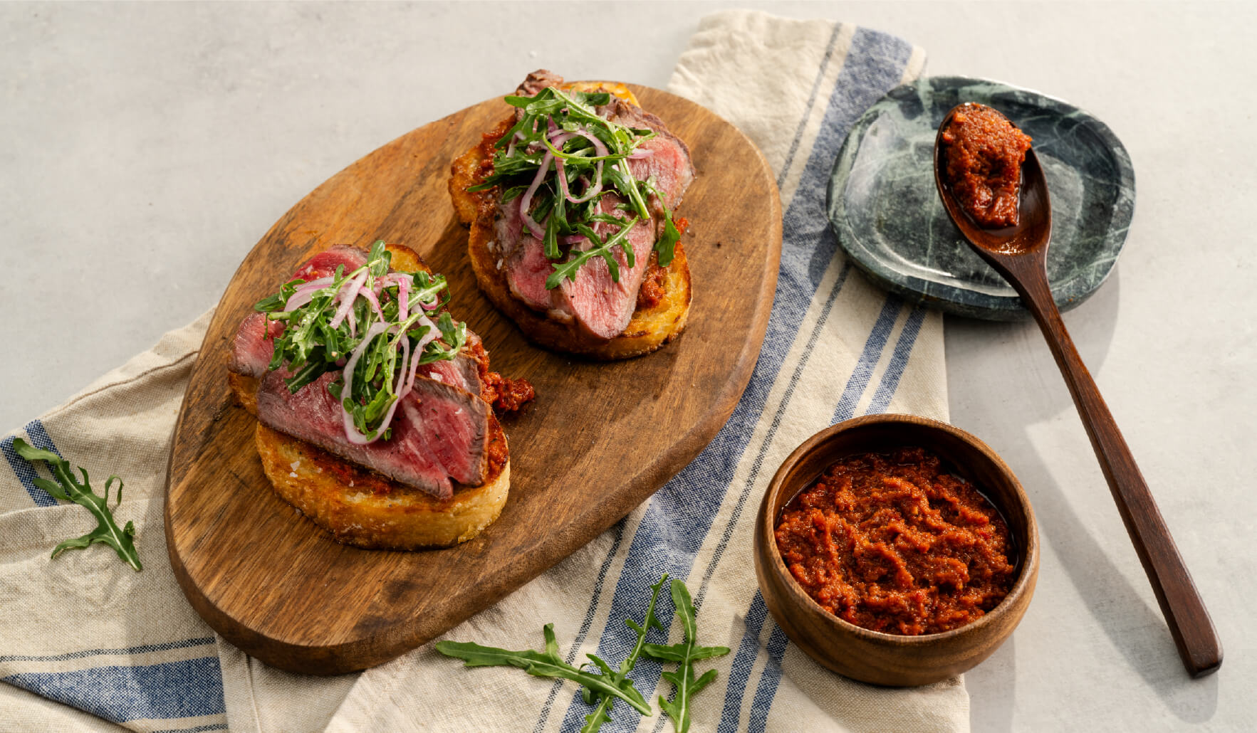 Open-Faced Steak Sandwich With Red Pesto