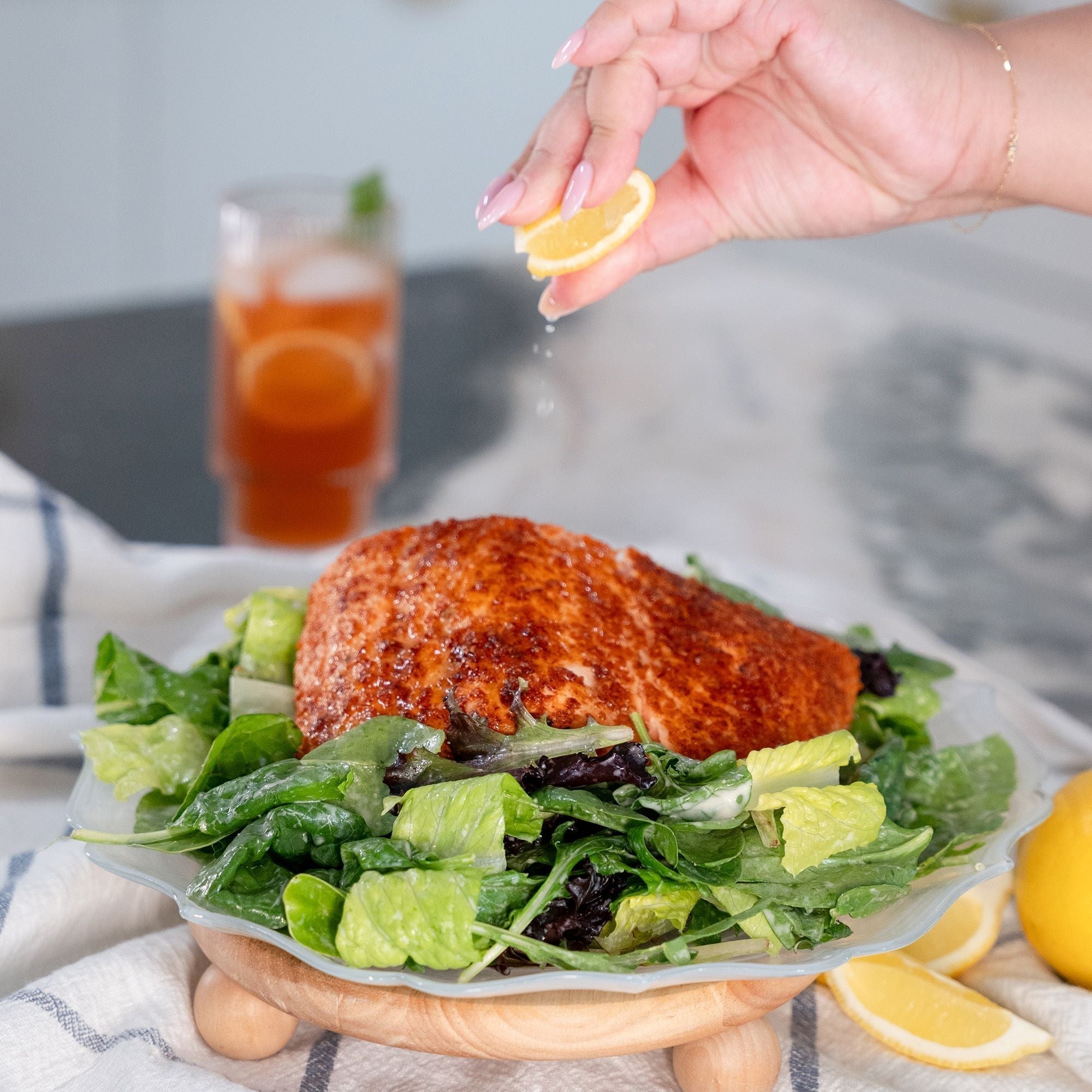 Parmesan Crusted Salmon Caesar Salad