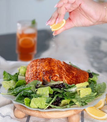 Parmesan Crusted Salmon Caesar Salad