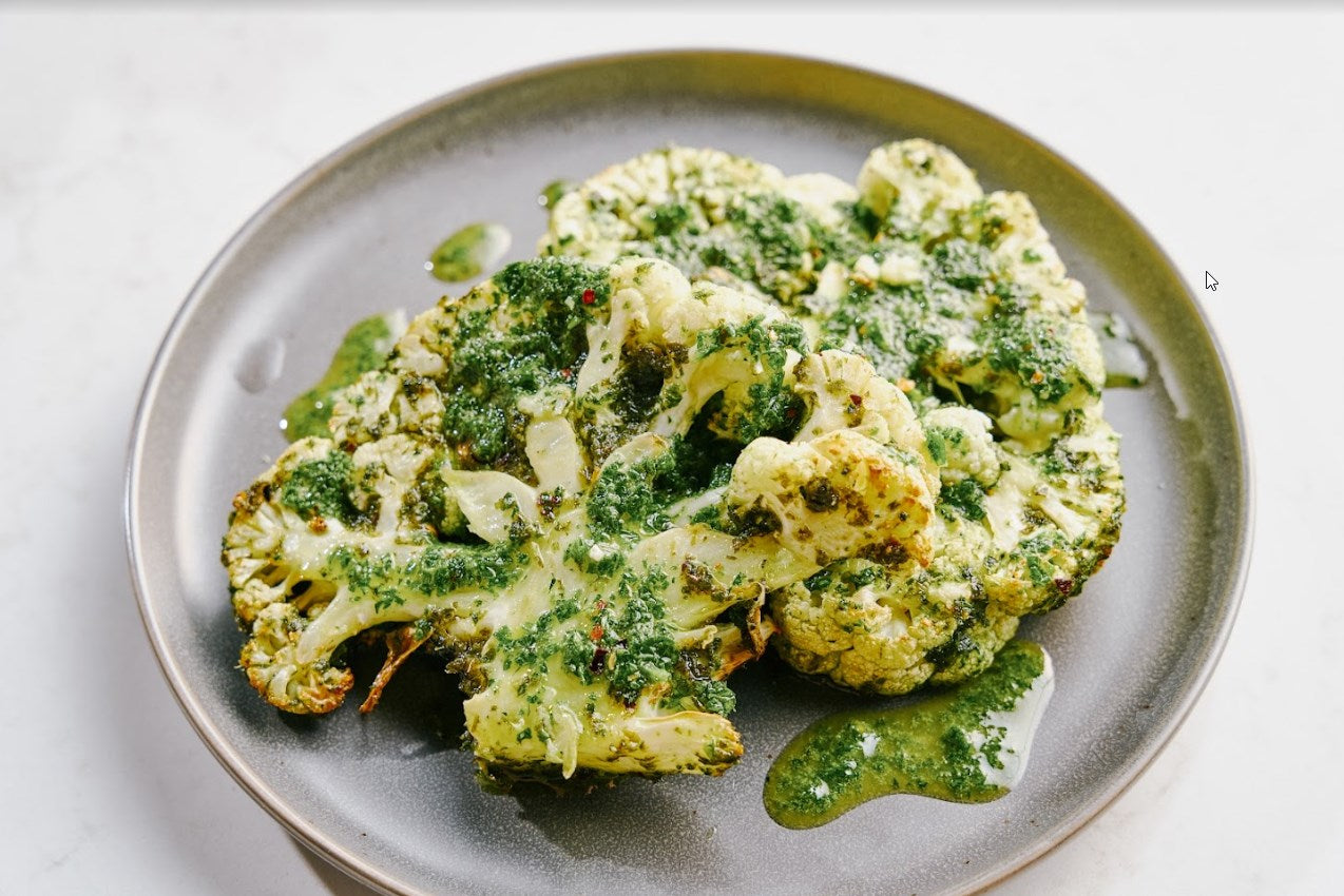 “Grilled” Cauliflower Steak With Chimichurri