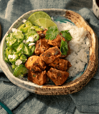 Smoky Salmon Rice Bowls With Avocado Feta Salad