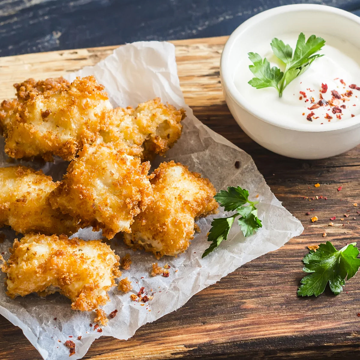 Crispy “Fried” Fish Nuggets