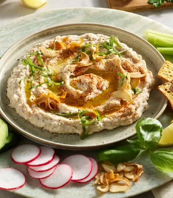 Lemony Basil White Bean Dip With Crispy Garlic 
