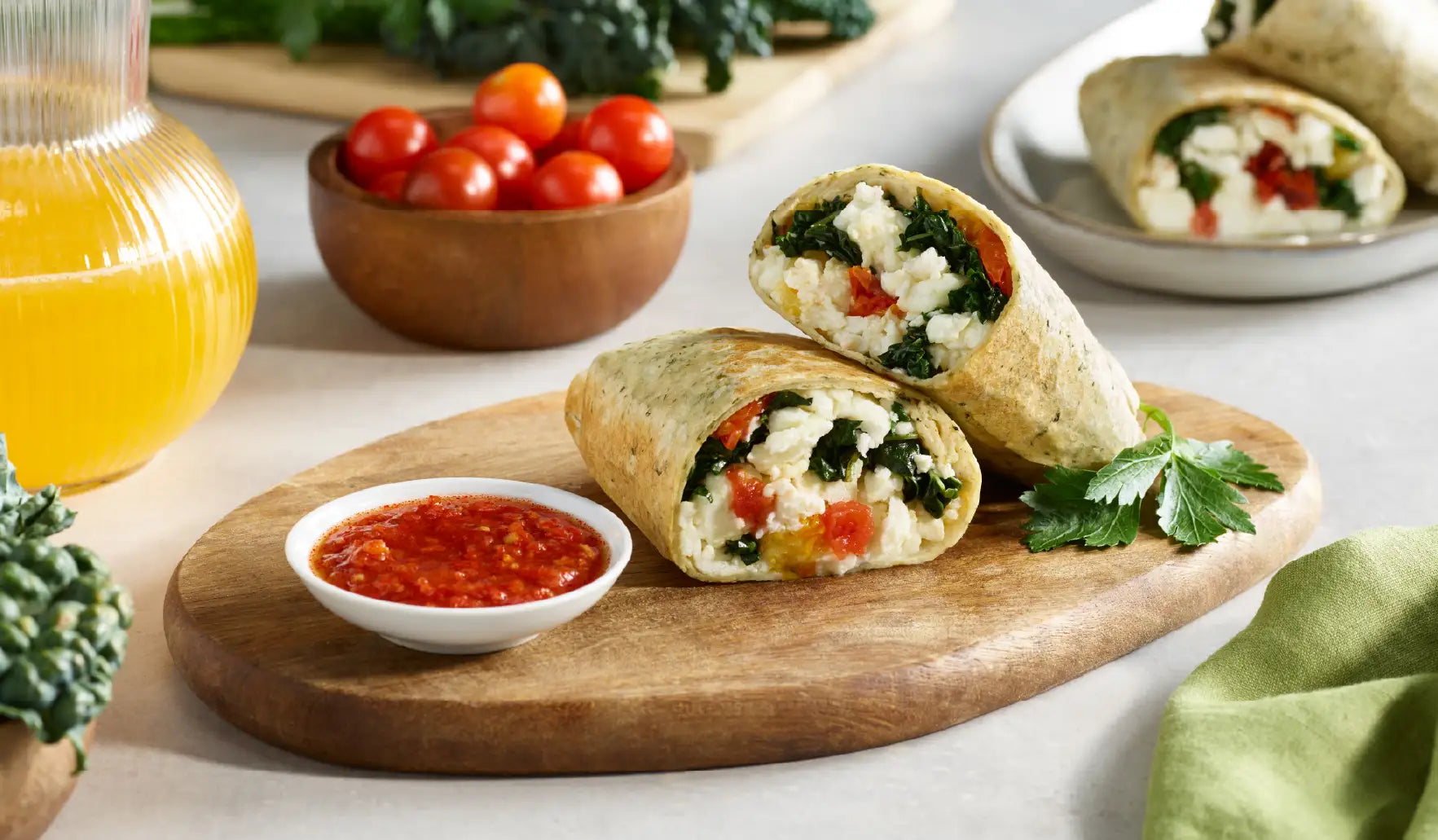 Spicy Kale & Egg White Breakfast Burrito