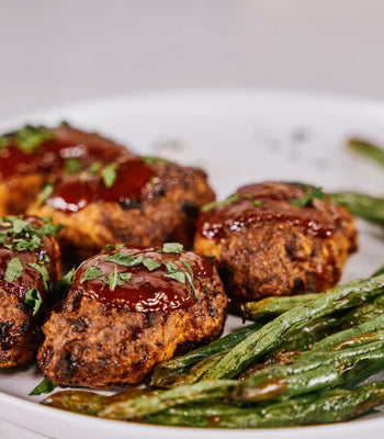 Air Fryer Mini Turkey Meatloaves With Green Beans