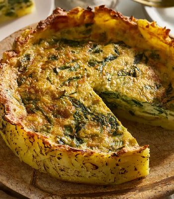 Spinach & Leek Quiche With Smashed Potato Crust