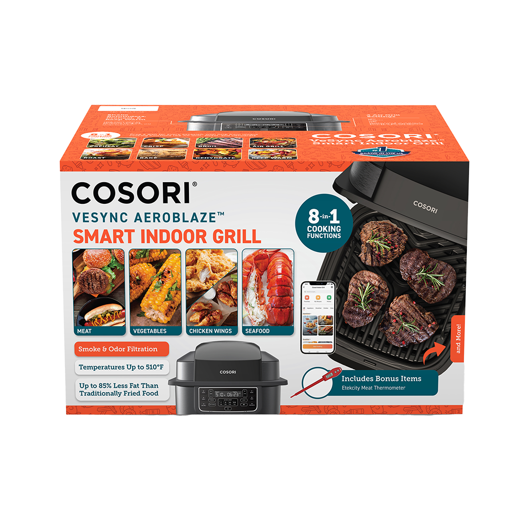 Cosori New Indoor Grill, Smart XL Air Fryer Combo Aeroblaze, 8-in-1, 6  Quart Voice Control, Black
