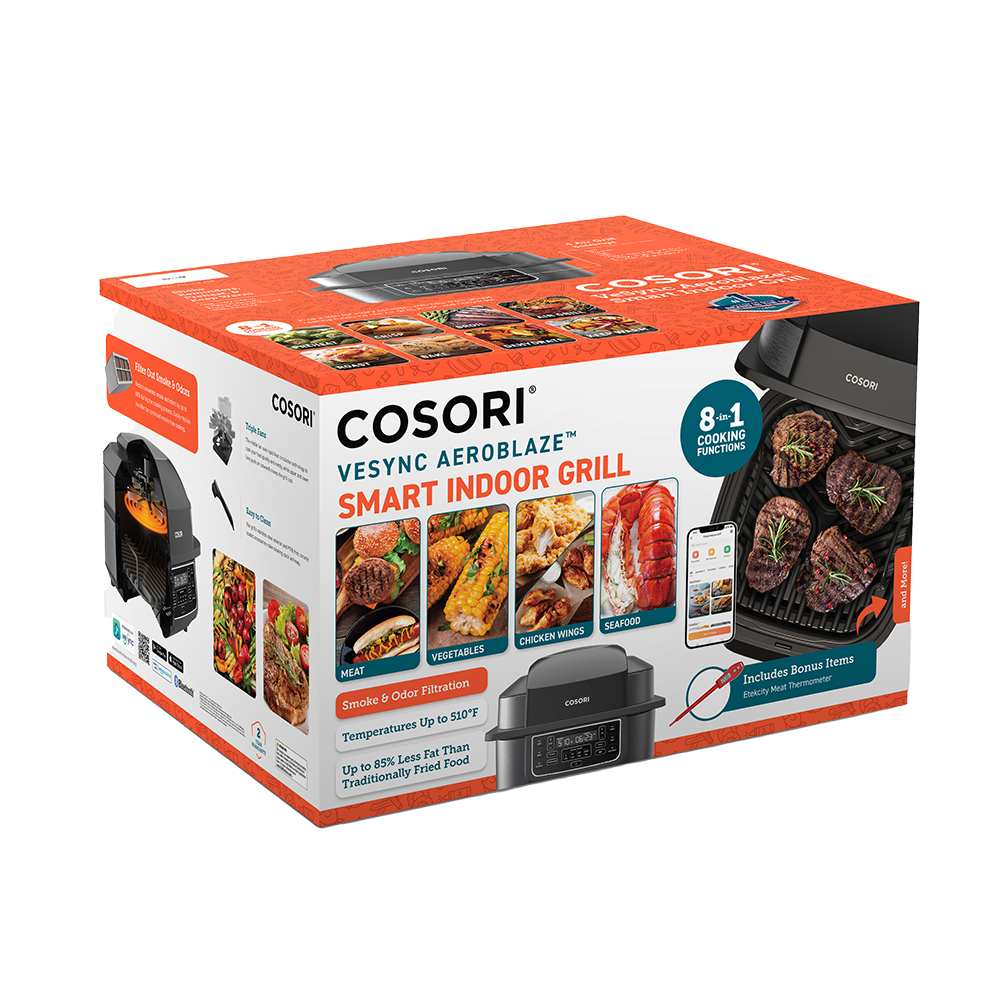 COSORI Indoor Grill & Smart XL Air Fryer Combo Aeroblaze, 8-in-1 6QT