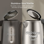 COSORI plastic-free stainless steel electric kettle interior lid and filter