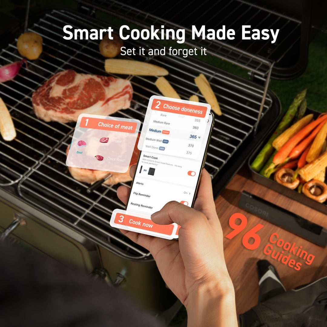 COSORI smart meat thermometer connected to mobile app for cooking alerts