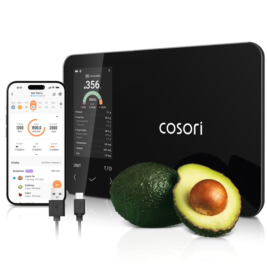 COSORI NutriLens smart food nutrition scale with avocado