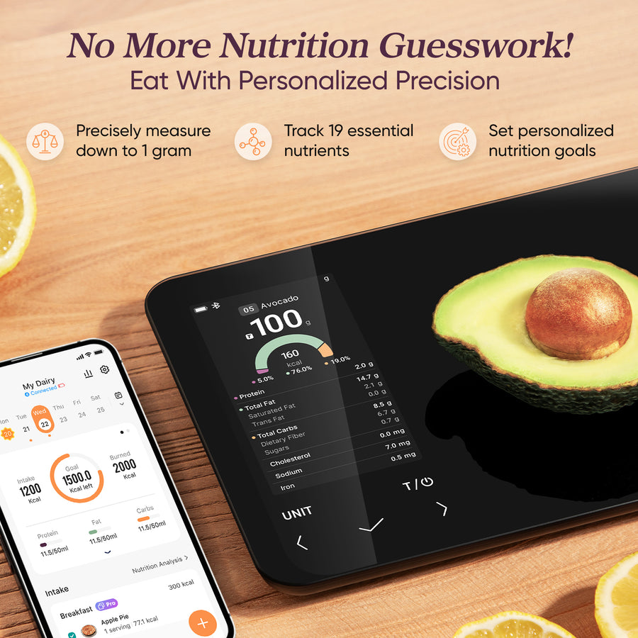 COSORI NutriLens smart nutrition scale for accurate food nutrition tracking