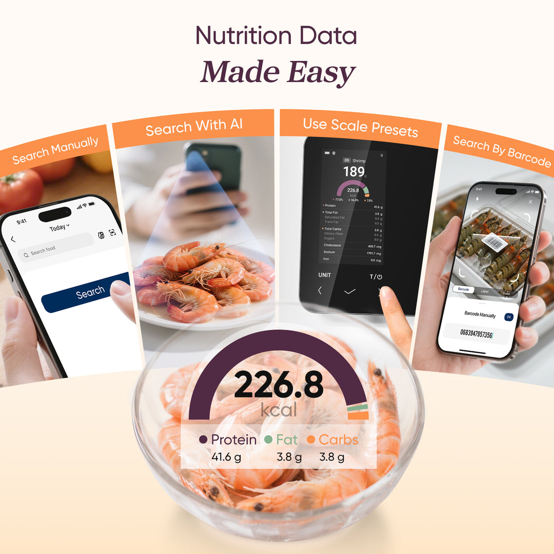 COSORI NutriLens nutrition tracking app showing food nutrition data