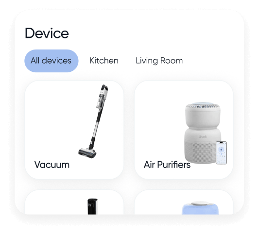 VeSync device category screen