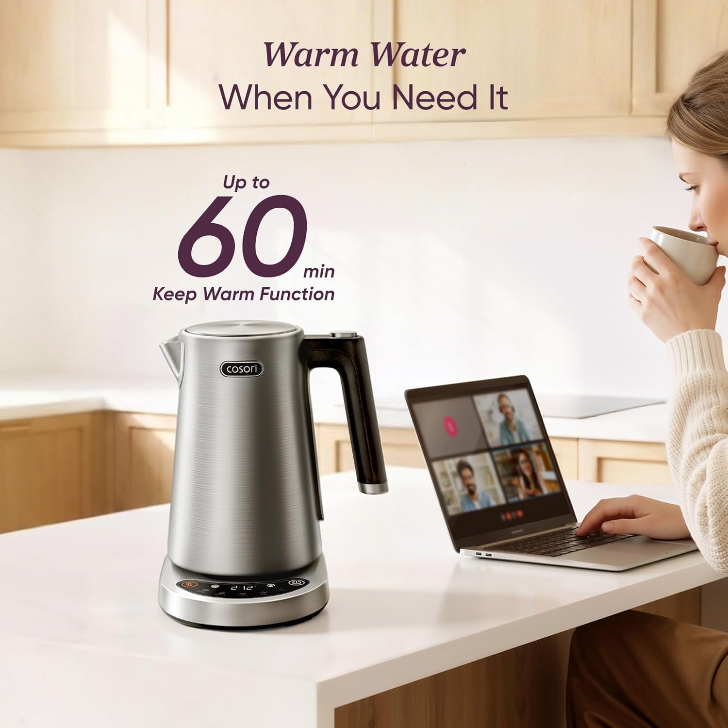 COSORI 1.7L Stainless Steel Electric Kettle with Temperature Control