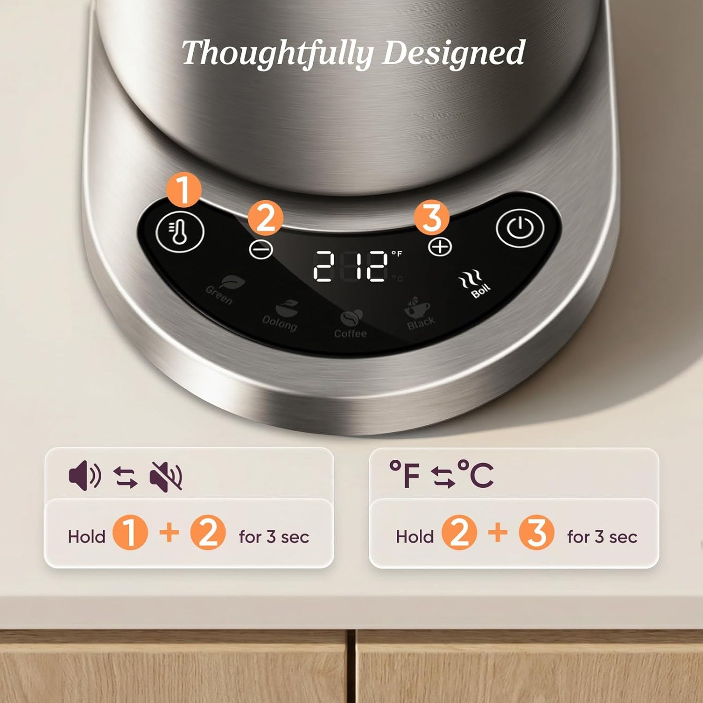 COSORI 1.7L Stainless Steel Kettle with Precision Control