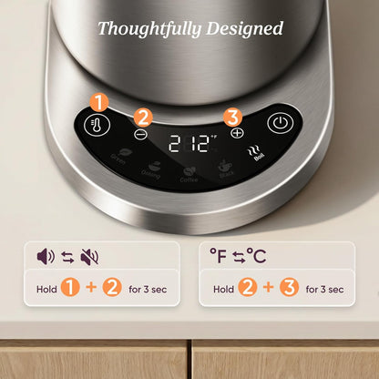 COSORI 1.7L Stainless Steel Kettle with Precision Control