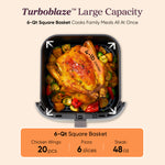 COSORI TurboBlaze 6 quart square basket air fryer cooking whole chicken