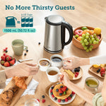 COSORI 1.5L electric kettle serving tea for multiple guests