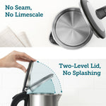 COSORI electric kettle lid design preventing splashing while pouring