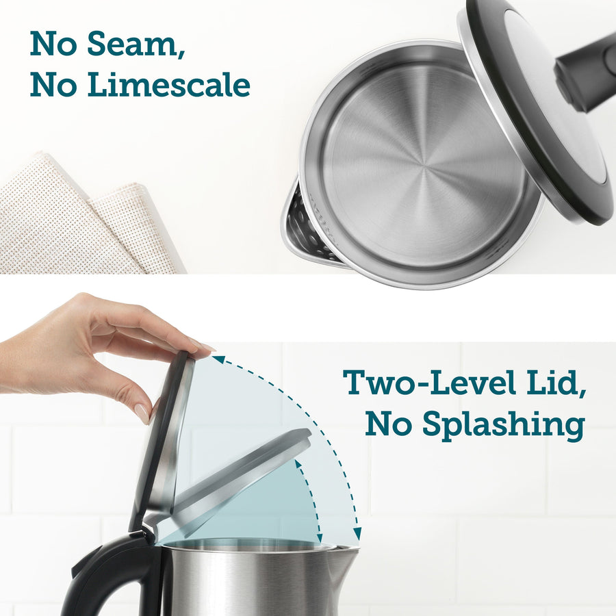 COSORI electric kettle lid design preventing splashing while pouring