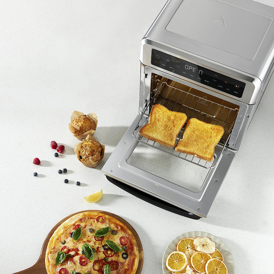 COSORI 13-Quart Air Fryer Oven using wire rack to cook food inside oven