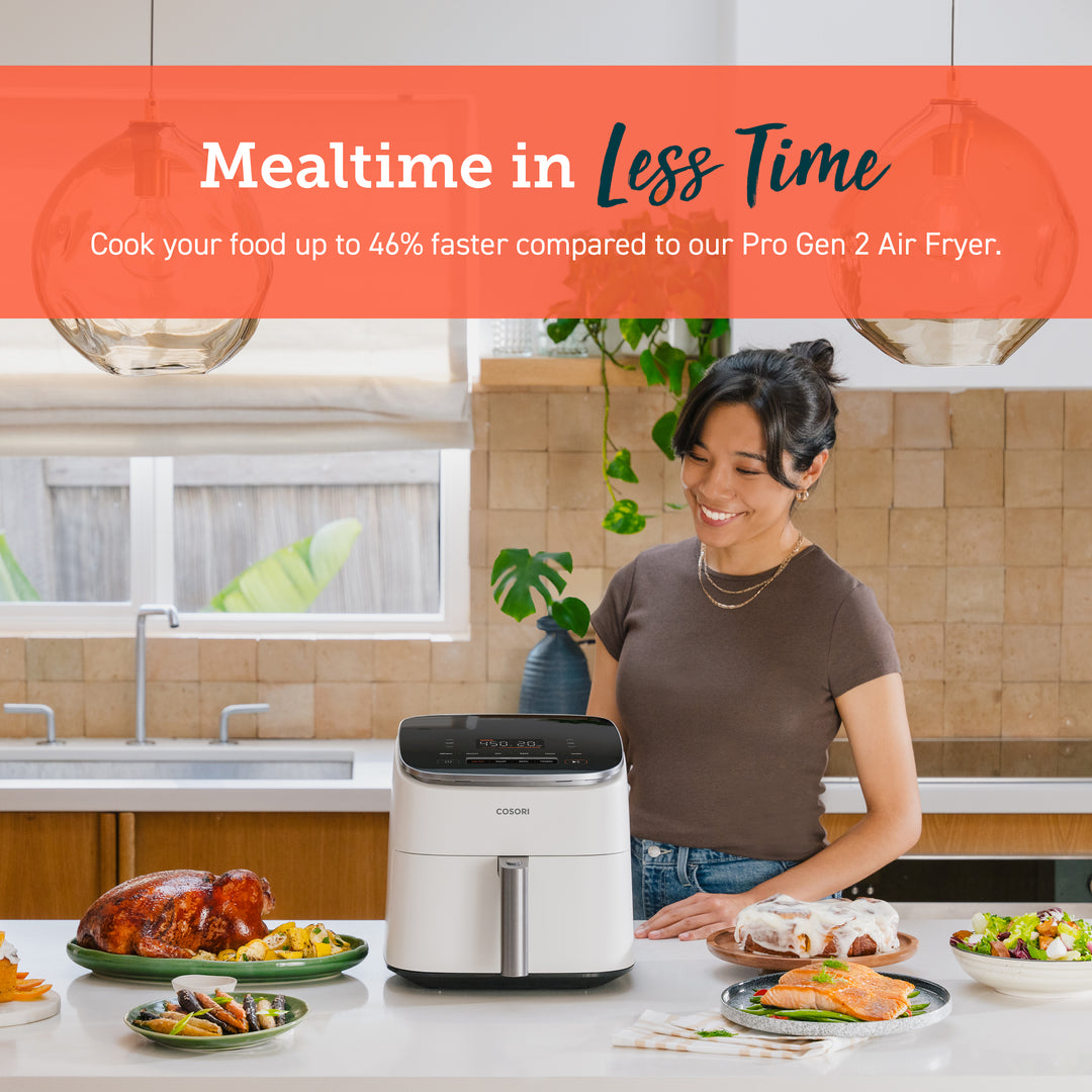 COSORI TurboBlaze air fryer cooking meals faster in the kitchen