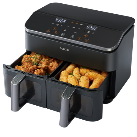 COSORI 9-quart dual basket air fryer with two cooking drawers