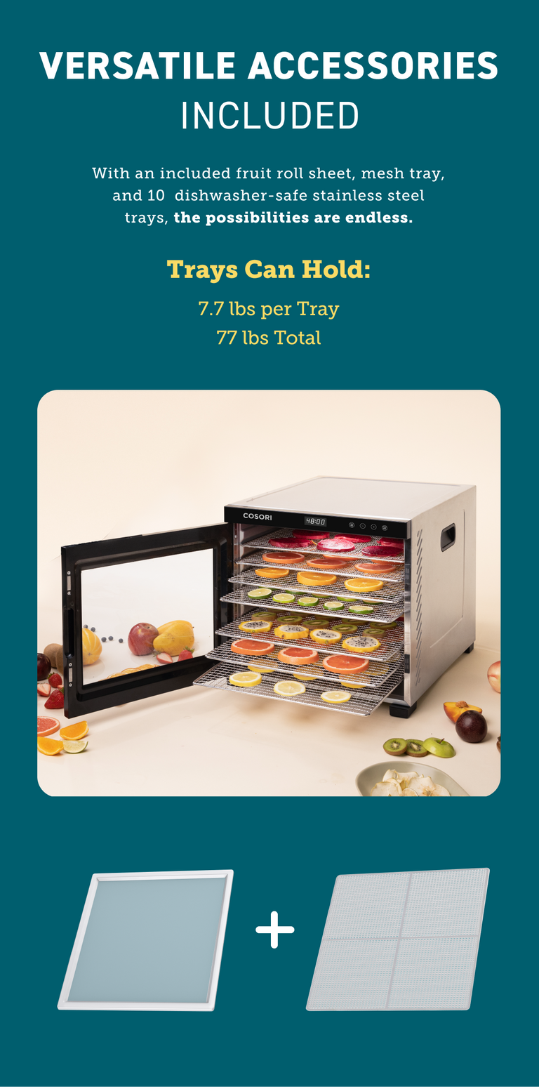 Premium Pro 10-Tray Food Dehydrator Fruit Roll Sheet