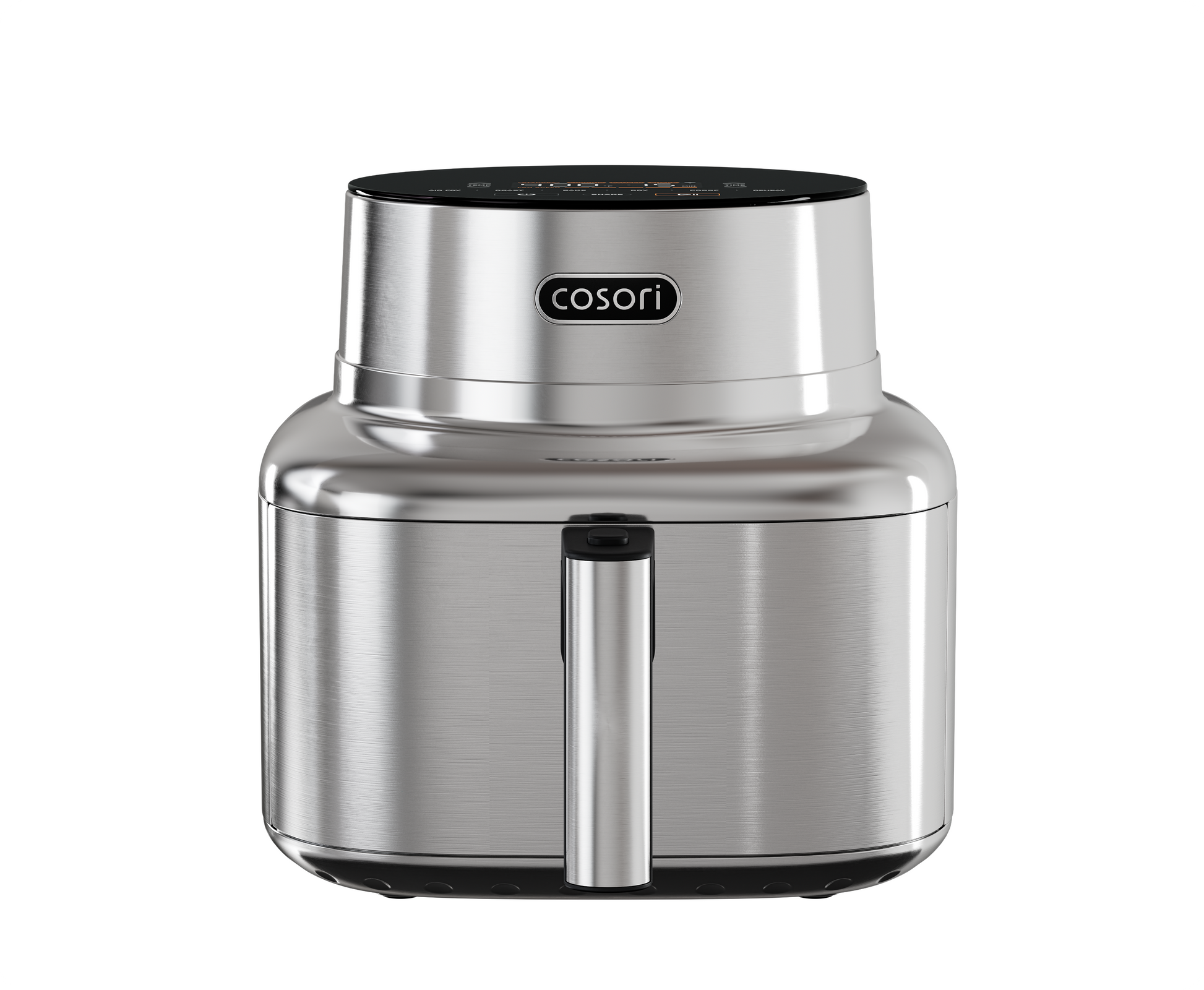 Cosori Iconic stainless steel smart air fryer with 6.5-quart basket, front view