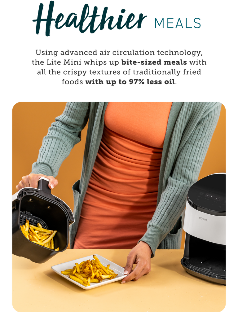 Cosori Mini Air Fryer 2.1 Qt, 4-in-1 Small Airfryer, Bake, Roast, Reheat,  Space-saving & Low-noise, Nonstick and Dishwasher Safe Basket, 30 In-App