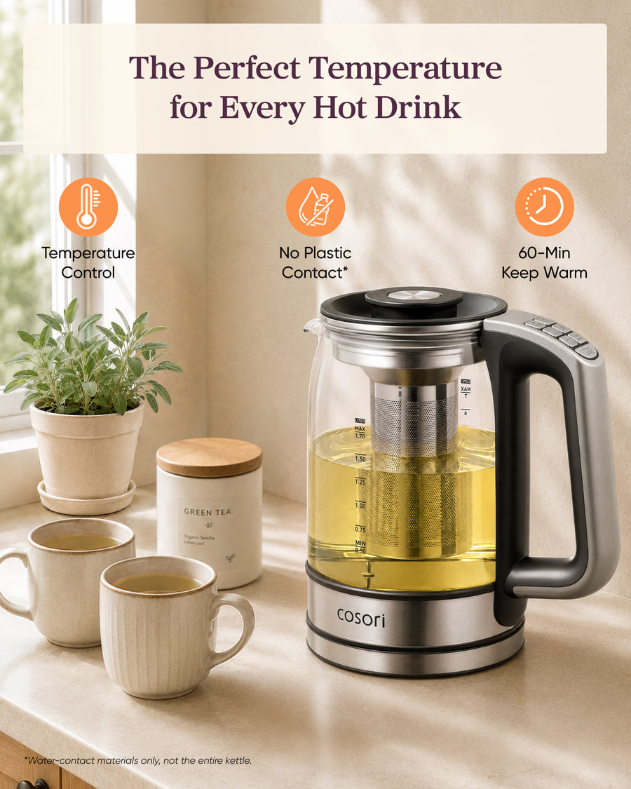 COSORI 1.7L Electric Kettle with Tea Infuser & Temperature Control