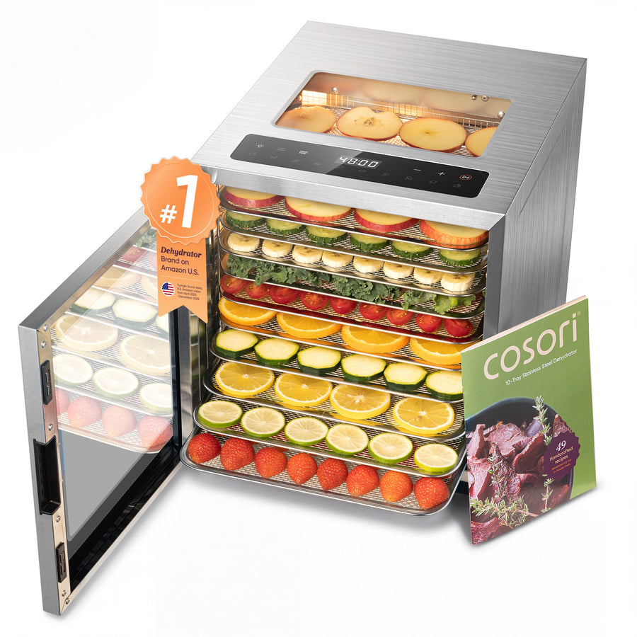 Cosori Food Dehydrator, 10 Stainless Steel Trays with 7.4 ft² Drying Space