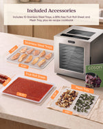 Cosori Food Dehydrator, 10 Stainless Steel Trays with 7.4 ft² Drying Space