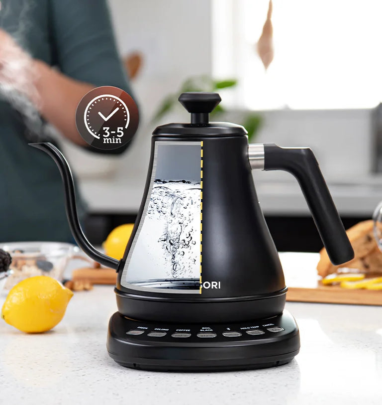 Gooseneck kettle temperature control outlet